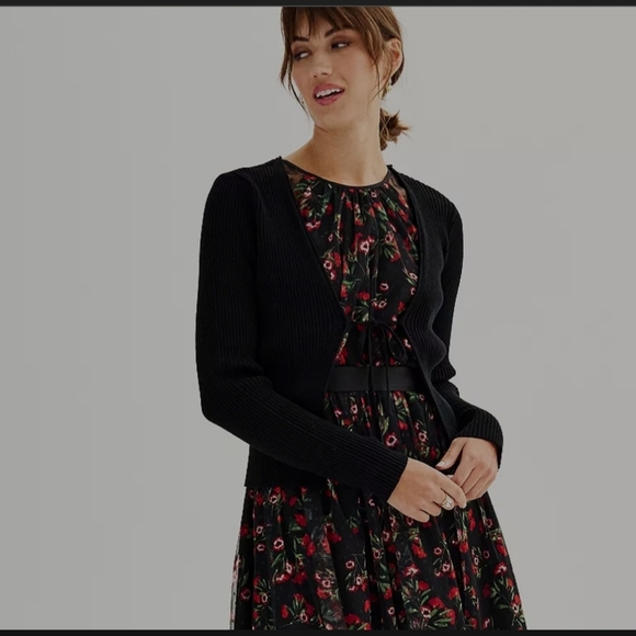 Draper James Tie Front Cardigan With Removable Fur Trim NWT - Picture 4 of 15